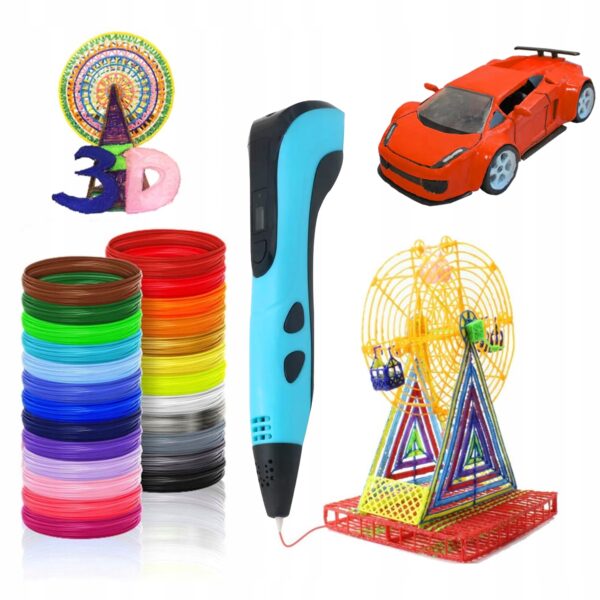 DRUKARKA DŁUGOPIS 3D PEN ZESTAW DLA DZIECI SZABLONY + WKŁADY 50M v2024 - obrazek 7