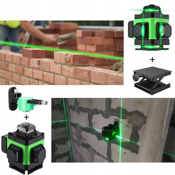 POZIOMICA LASEROWA PŁASZCZYZNOWA LASER KRZYŻOWY 4D 16 LINII 360° 2x AKU - obrazek 6