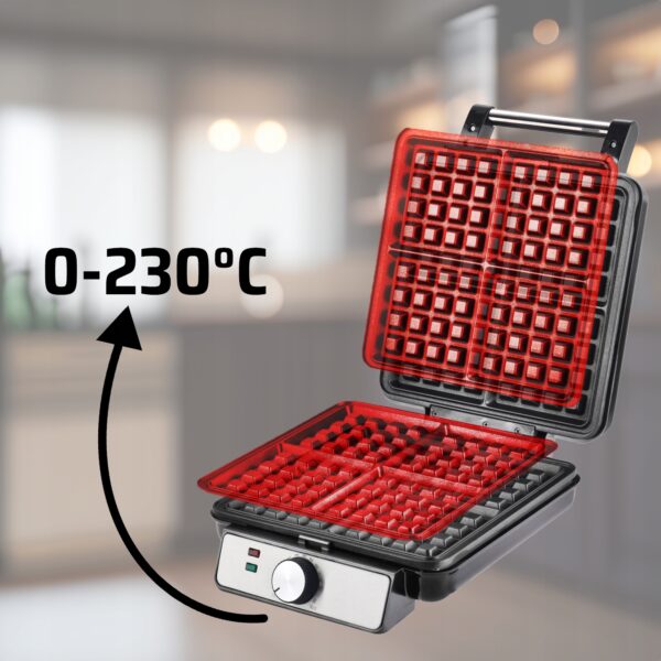 MOCNA GOFROWNICA 4 GOFRY REGULACJA TEMPERATURY TERMOSTAT SOLIDNA 1500W - obrazek 2
