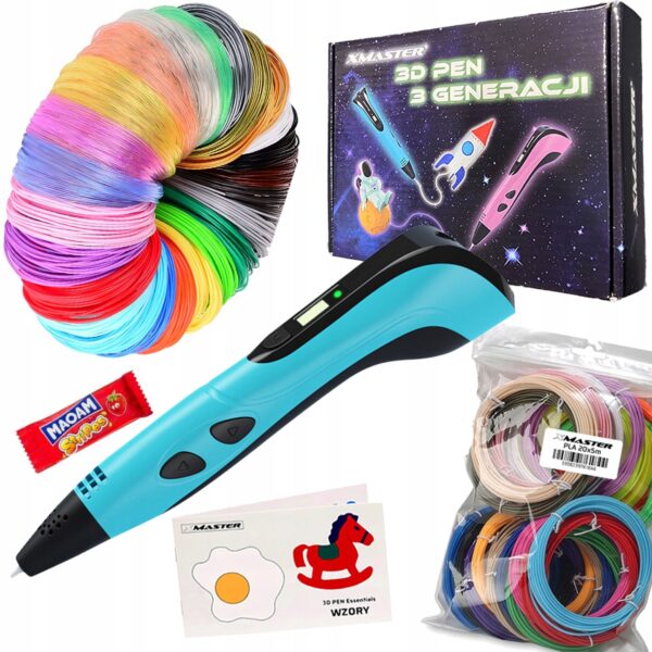 DRUKARKA DŁUGOPIS 3D PEN ZESTAW DLA DZIECI SZABLONY + WKŁADY 50M v2024 - obrazek 8