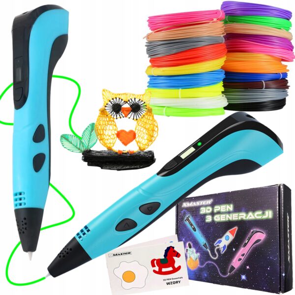 DRUKARKA DŁUGOPIS 3D PEN ZESTAW DLA DZIECI SZABLONY + WKŁADY 50M v2024 - obrazek 5