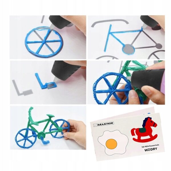 DRUKARKA DŁUGOPIS 3D PEN ZESTAW DLA DZIECI SZABLONY + WKŁADY 50M v2024 - obrazek 13