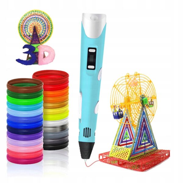 DRUKARKA DŁUGOPIS 3D PEN ZESTAW DLA DZIECI SZABLONY + WKŁADY 50M v2024 - obrazek 3